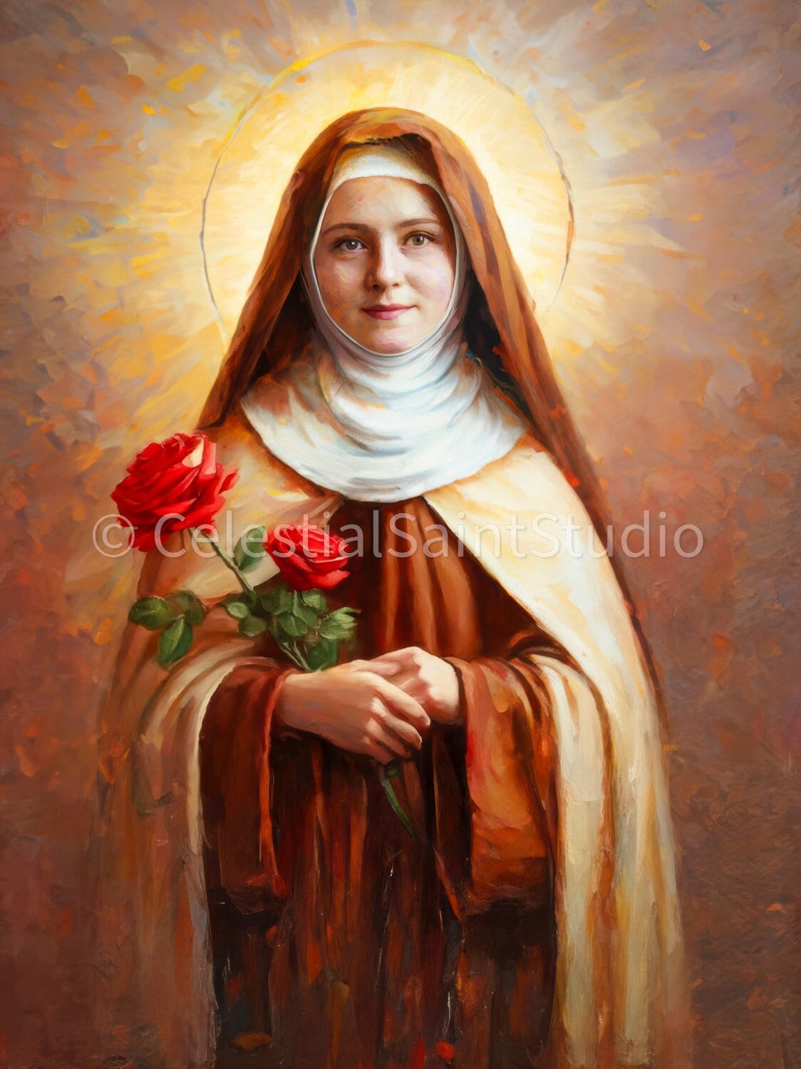 St. Therese of Lisieux | DIGITAL OIL PAINT | Catholic Printable | Catholic Art | Patron Saint | Digital Download