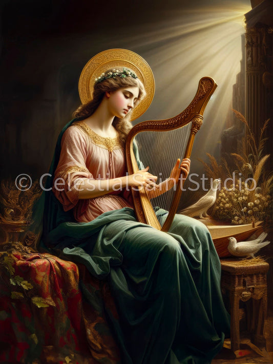 St. Cecilia | DIGITAL OIL PAINT | Catholic Printable | Catholic Art | Patron Saint | Digital Download