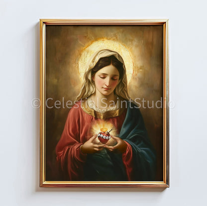 Immaculate Heart of Mary | Inmaculado Corazon De María | Mother of God | Our Lady | Catholic Printable | Digital Download | Catholic Art