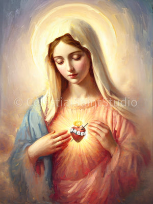 Sacred Hearts of Jesus and Mary | Sagrado Corazon De Jesus | Immaculate Heart of Mary | Digital Download | Catholic Art