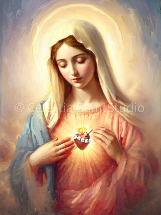 Immaculate Heart of Mary | Inmaculado Corazon De María | Mother of God | Our Lady | Catholic Printable | Digital Download | Catholic Art