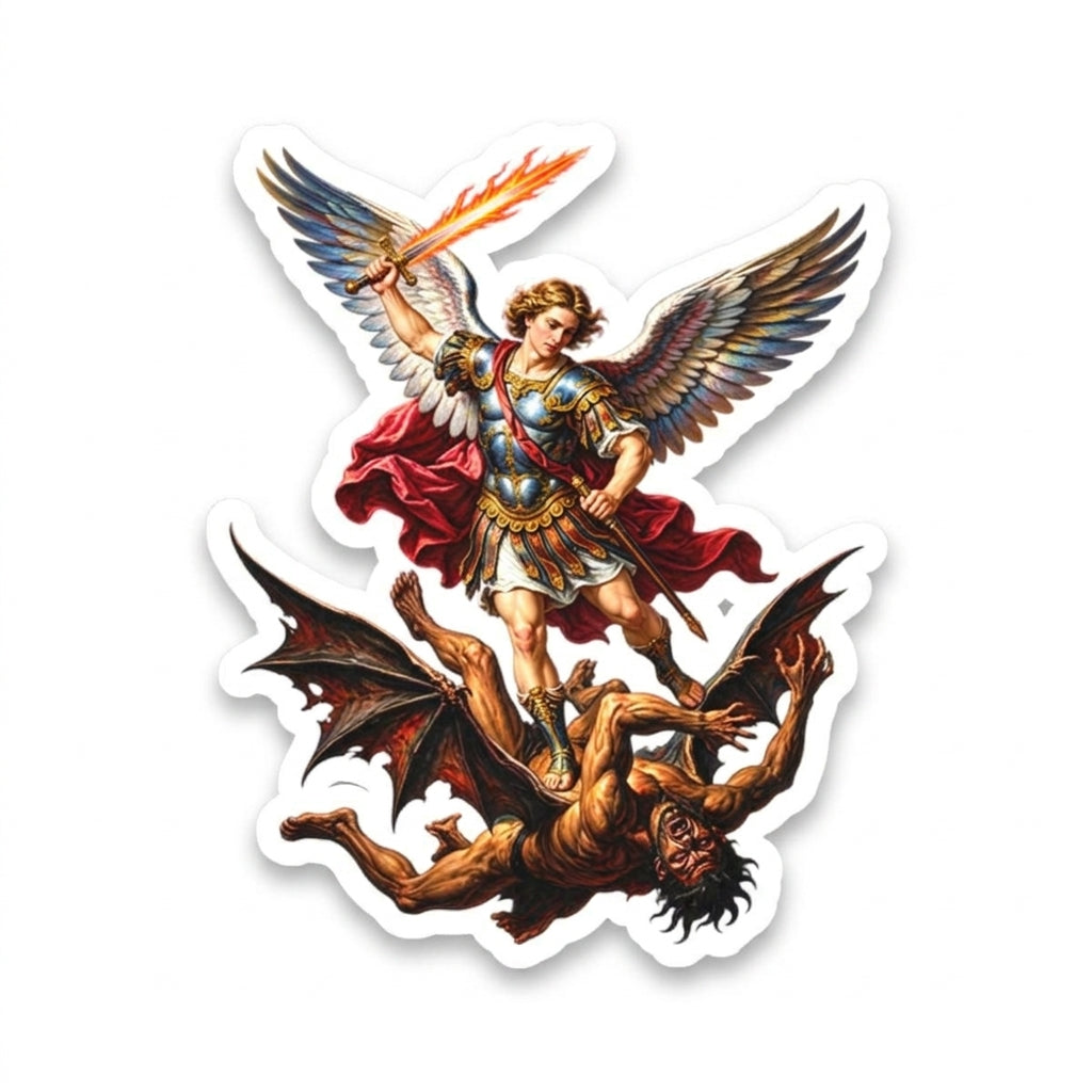 Saint Michael the Archangel Sticker - White Vinyl Kiss Cut